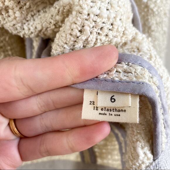 NEW L’AGENCE Cream Raw Hem Fringe Boucle Tweed Jacket - Picture 8 of 9